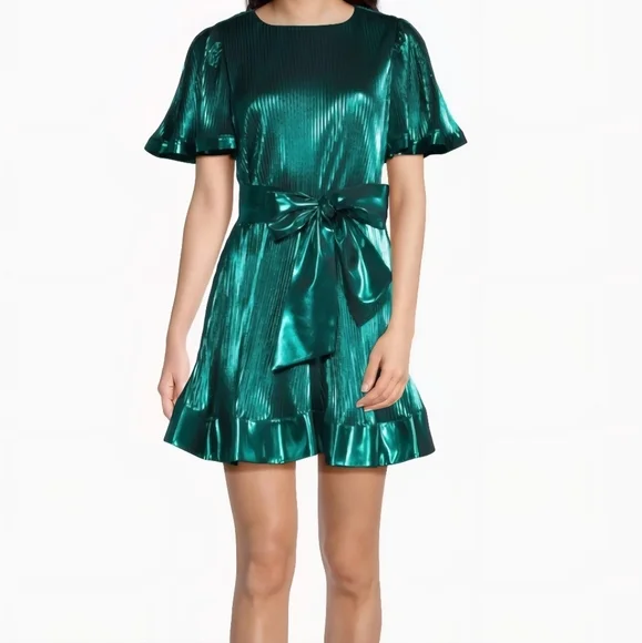 Milly Lumi Metallic Green Mini Dress - Picture 2 of 6